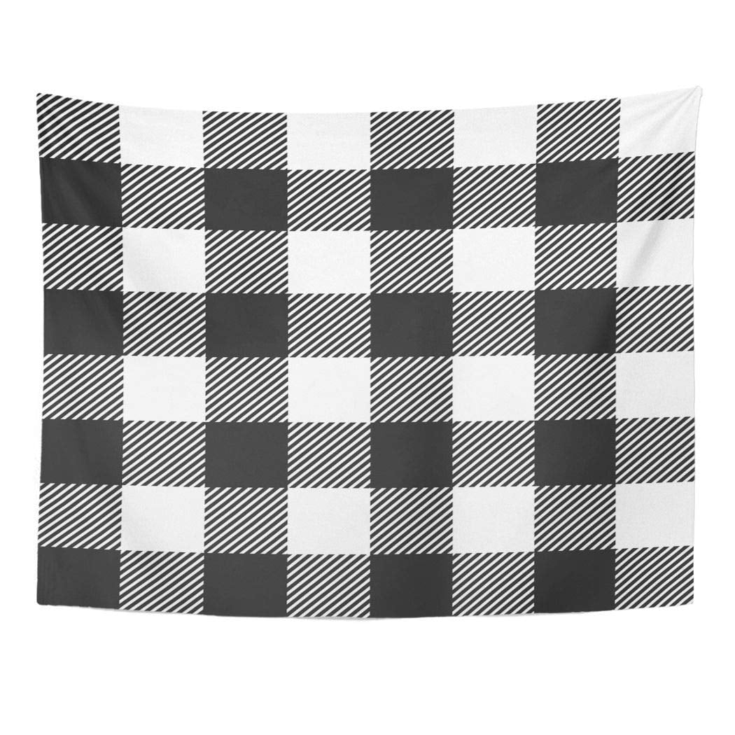 UFAEZU 1990S White and Black Buffalo Check Plaid Classic Flannel