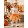 thumbnail image 4 of RUINIXCW Baby Girl First Halloween Outfit Fashion Long Sleeve Pumpkin Embroidery Tops with Tulle Skirt, Headband 3Pcs Fall Set, 4 of 9