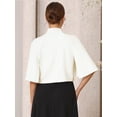 thumbnail image 4 of DARING DIVA Women's Formal Shrug Crewneck Split Short Sleeve Cape Blazer S White, 4 of 6