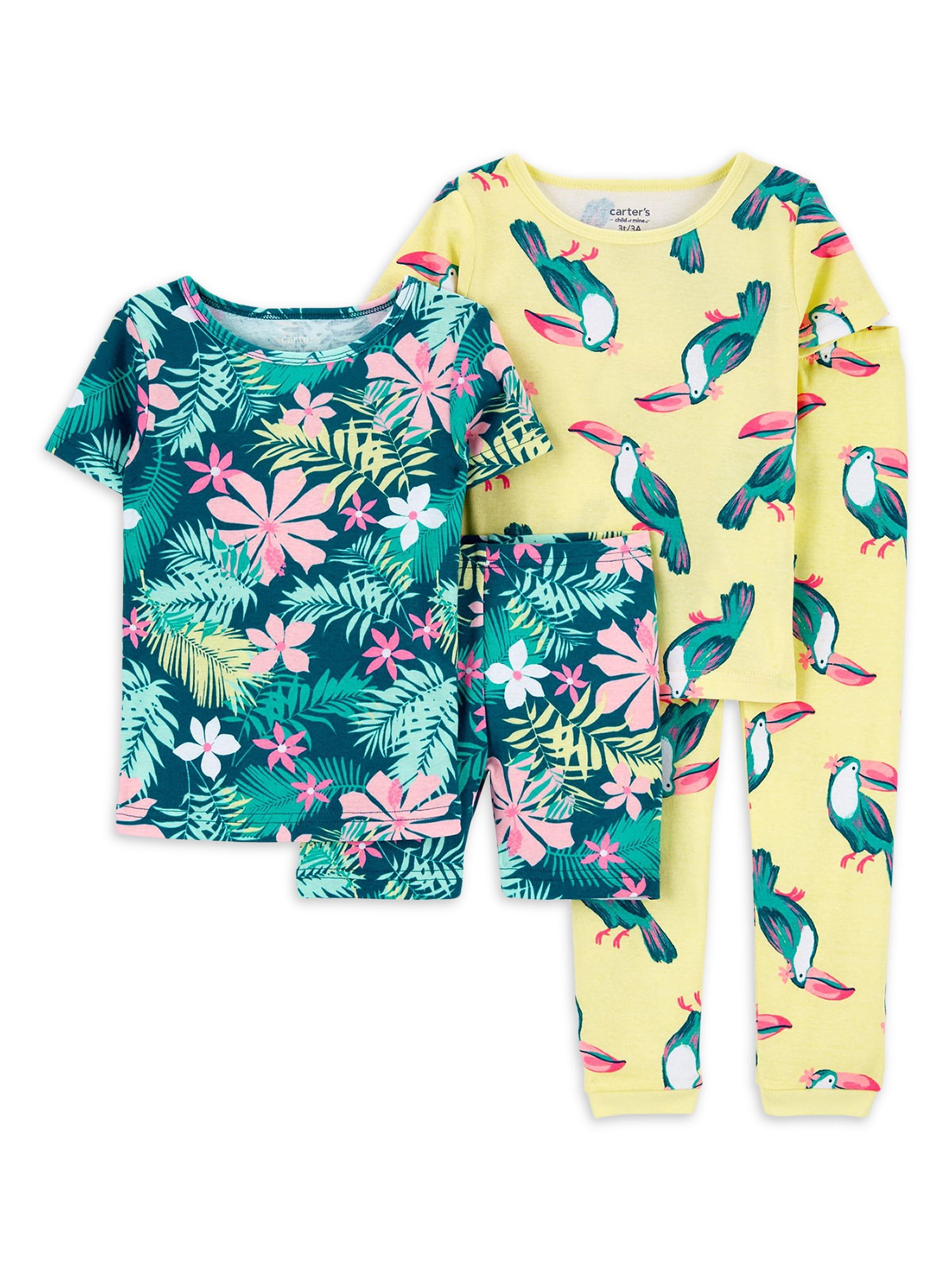 Carter's Child of Mine Toddler Girl Print Pajama Set, 4-Piece, 12M-5T