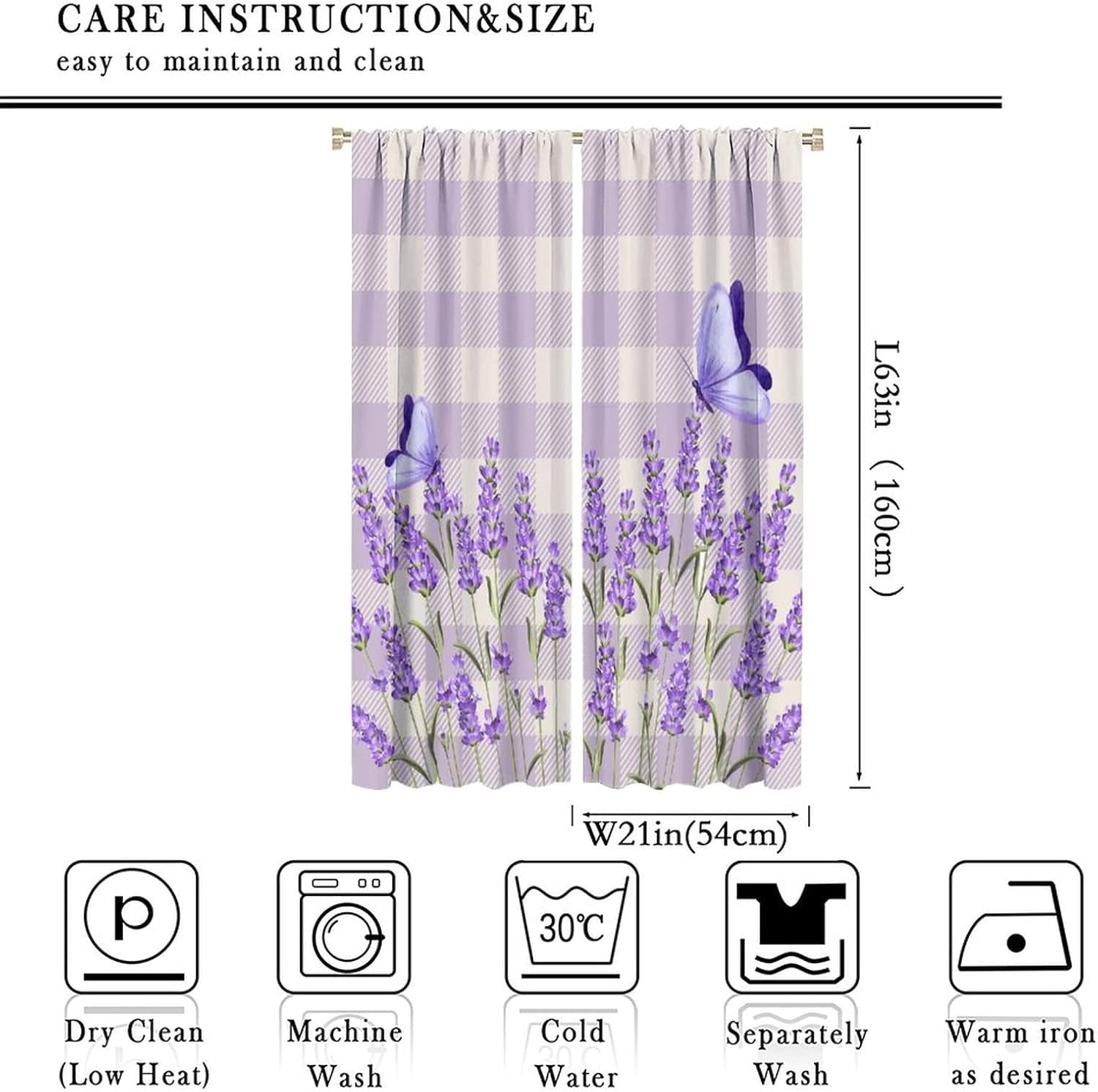 Lavender Floral Curtains, Lavender Flower Purple Window Treatments for Living Room Girls Woman Room Decor, Luxurious Elegant Purple Drapes 2 Panels, 42x63 Inch