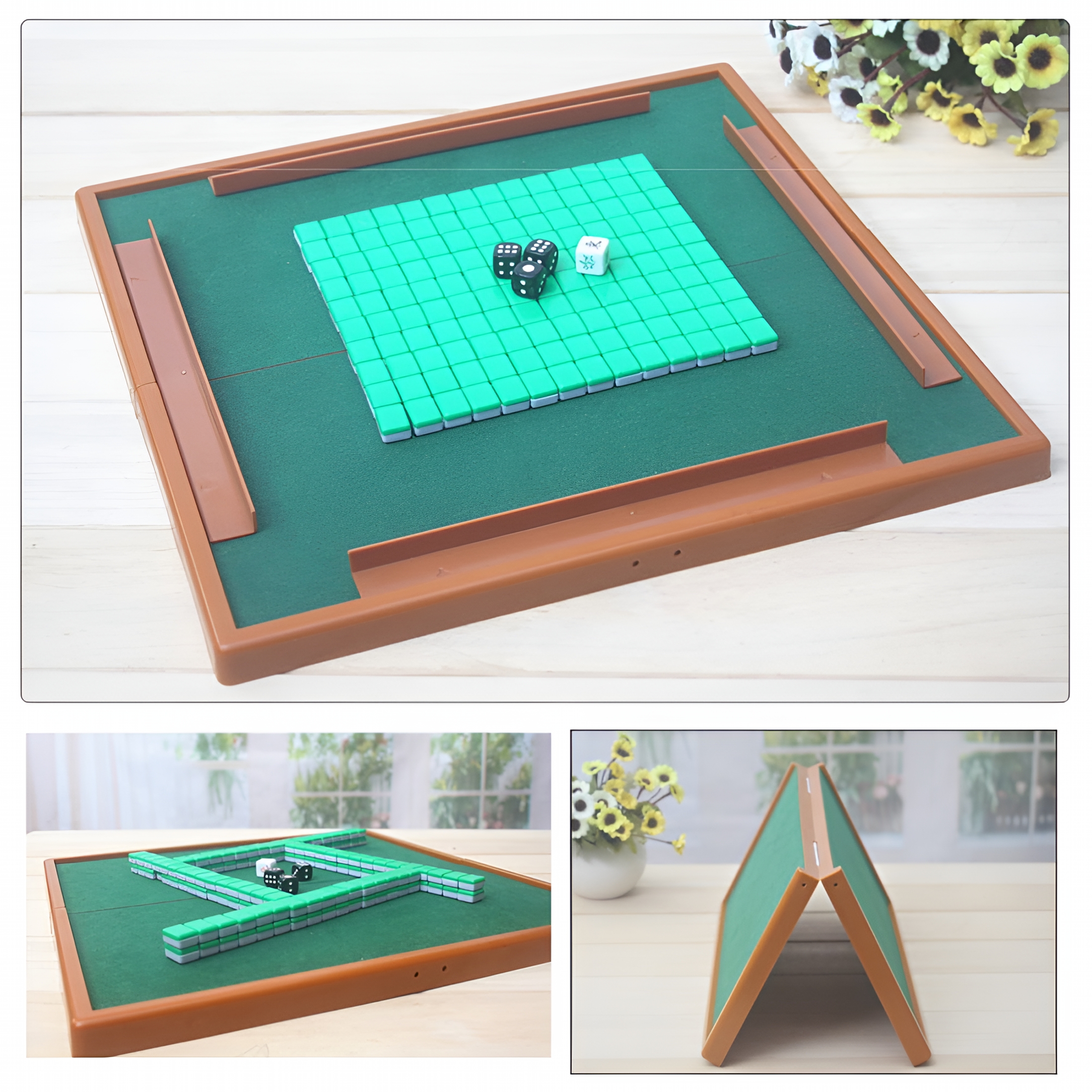 BESTSKY 2026 New Travel Mahjong Set with Folding Mahjong Table Portable Leisure Mah Jong Game Kit for Travel,Party,Game Night,Indoor,Outdoor,Leisure