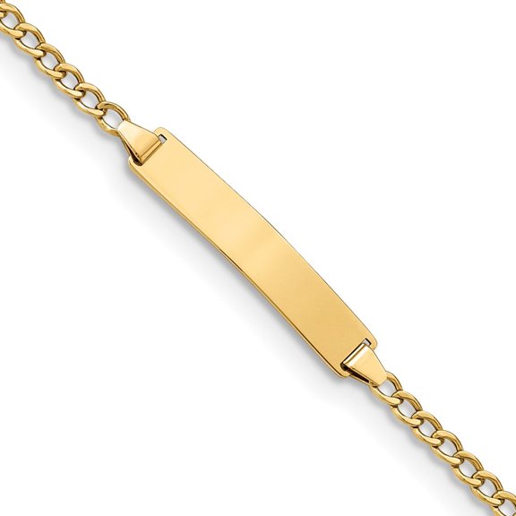 Auriga Fine Jewelry 10K Yellow Gold Semi-solid Curb Link ID Bracelet 8" for Women