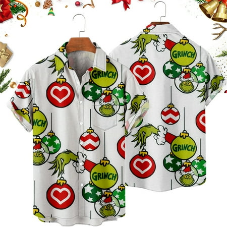 

MLFU Mens Christmas Hawaiian Shirt Button Up Holiday Dress Shirts Women
