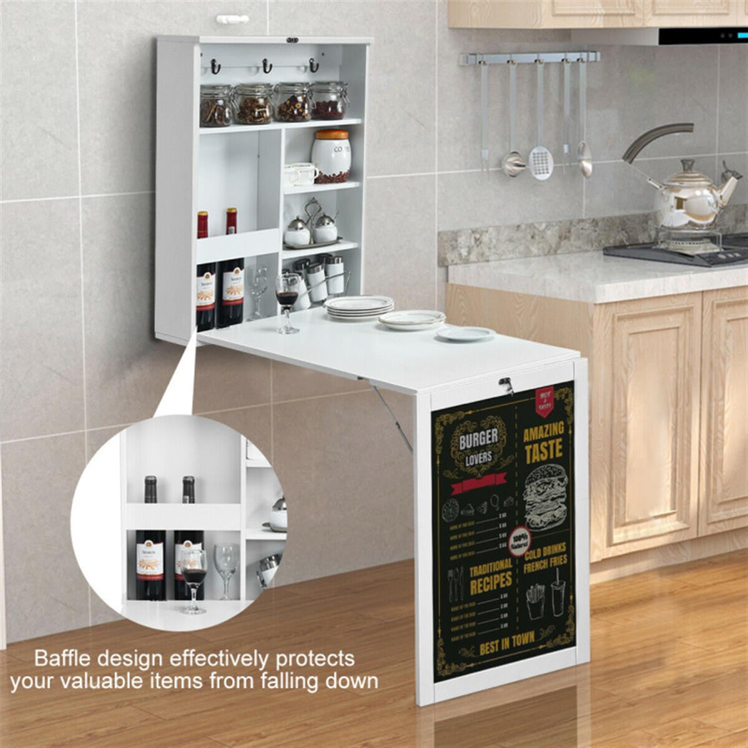 Demi Bonn Convertible Wall Mounted Table with A Chalkboard, Laptop Workstation for Laptops, Books, Tablets, and Art, White