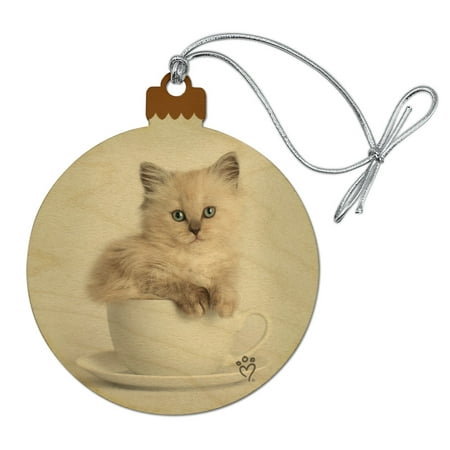 Ragdoll Tiffany Cat Kitten Tea Cup Ride Wood Christmas Tree Holiday