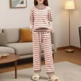 thumbnail image 2 of Girls Fleece Pants Sets Fuzzy 2 Piece Outfits Long Sleeve Pullover Striped Oversized Sweatshirt Set Sweatsuit (1-2 Years, Pink), 2 of 6