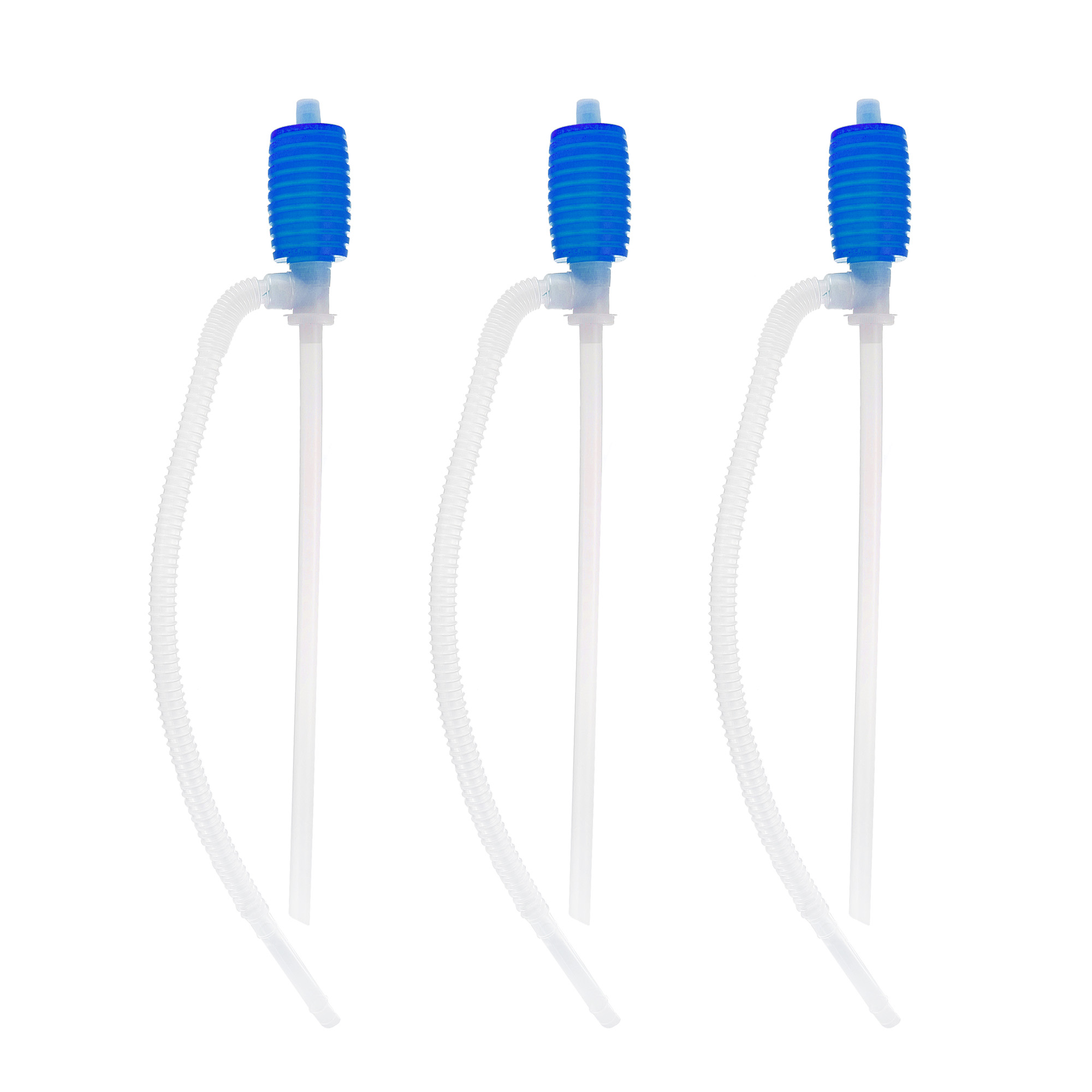 3 pcs Manual Hand Siphon Oil Water Petrol Fuel Liquid Transfer Pump with Bendable Tube Blue