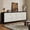 Black + White, variant on Noble House Carved Flower Door Large Storage Cabinet With Metal Handle Suitable For Living Room, Kitchen, Entryway, Natural Wood