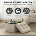 thumbnail image 6 of Ornavo Home 1 Pack Small Storage Ottoman Foldable Collapsible Rectangle Linen Ottoman Foot Rest Stool Seat, for Living Room, Bedroom, Home Office, Dorm - 12 x 16 x 12, Linen Beige, 6 of 7