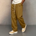 thumbnail image 5 of Men's Elastic Waist Golf Pants, Business Casual Relaxed Fit Straight Leg Trousers, Drawstring Chino Pants for office & Golf Big and Tall Size S-3XL Yellow, 5 of 6