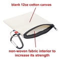 thumbnail image 3 of Aspire 12 Pack Coin Purse with Carabiner, Natural Cotton Canvas Zipper Pouch 4-1/4 x 4-1/4 Inches, 3 of 7