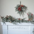 thumbnail image 3 of Christmas Pines Needle Wreath Spray Snow Artificial Christmas Wreath Winter Mantel Tabletop Porch Decor Holiday Wreath Green Cedar Christmas Wreath, 3 of 7