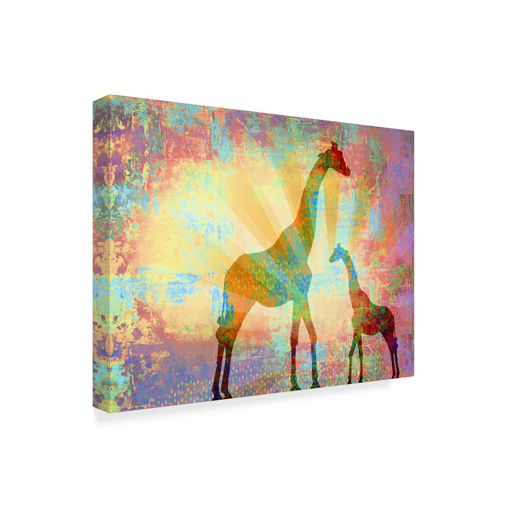 Trademark Fine Art 'Giraffes Distressed' Canvas Art by Greg Simanson