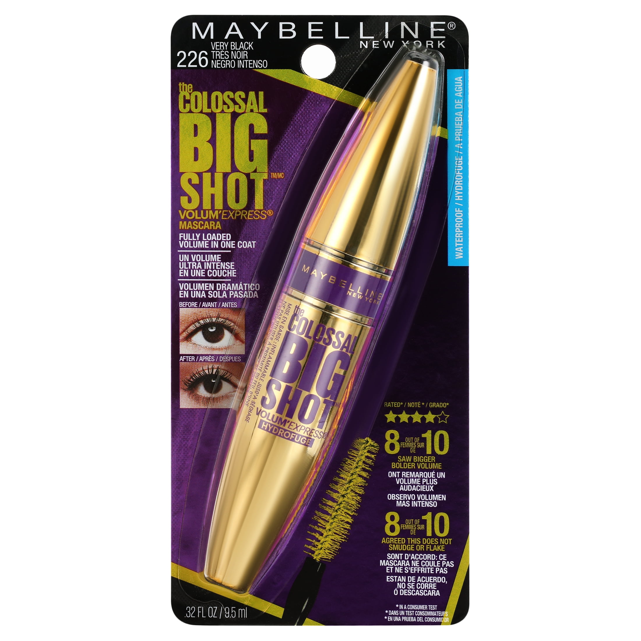 Maybelline Volum Express The Colossal Big Shot Waterproof Mascara, Very  Black | Mascara