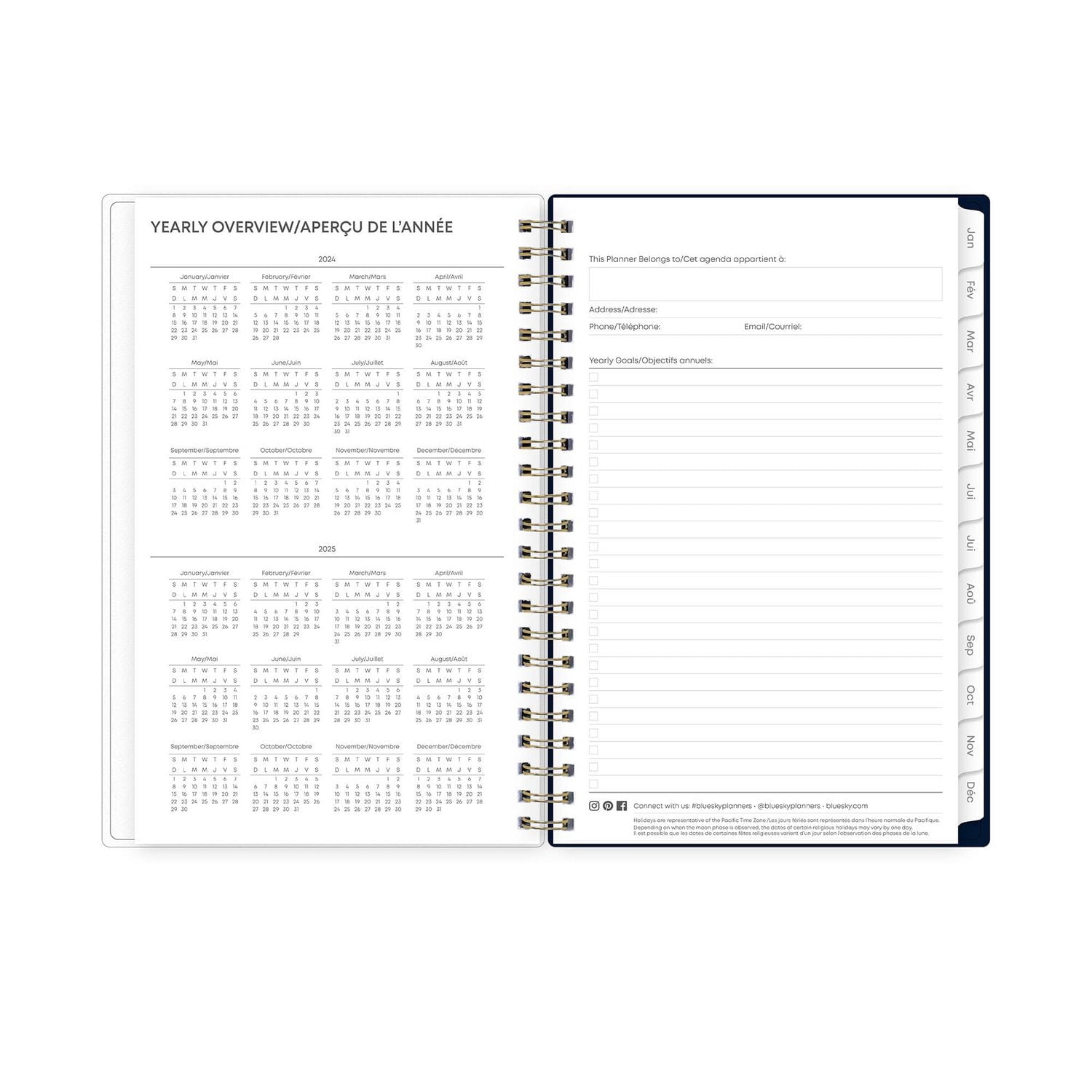 2024 Weekly Monthly Planner, 5x8, Blue Sky, Tiana