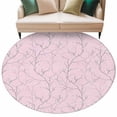 thumbnail image 6 of Pink Branches Round Rug 8ft Washable Circle Rugs Non Slip Vintage Art Farmhouse Large Area Rug Indoor Floor Carpet for Bedroom Kitchen Living Room Home Office Dining Room Nursery, 6 of 8