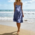 thumbnail image 5 of Posijego Women's Satin Nightgowns Sleeveless Nightdresses Camisole Dresses Ruffled Pajama Dresses Sleepwear Loungewear, 5 of 9