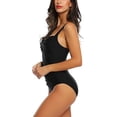 thumbnail image 3 of Womens Retro One Piece Swimsuit Tummy Control Slimming Bathing Suit Ruched Swimwear(Size:S,Color:Black), 3 of 5
