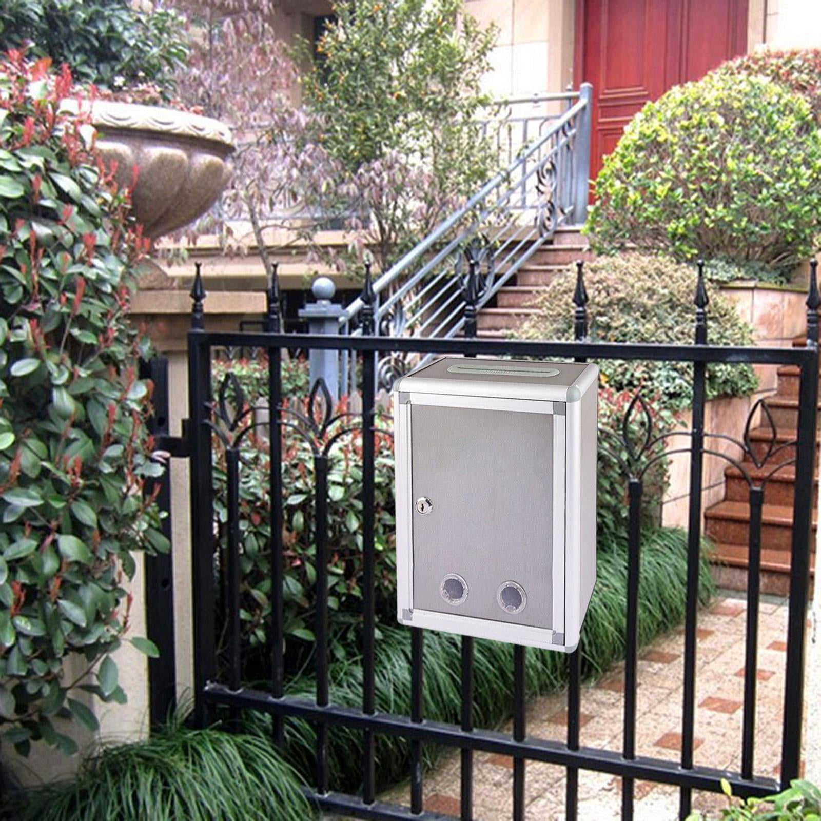 Baoblaze Wall Mount Mailbox Postbox Secure Rustproof Metal Vertical with Key Drop Box BM035 Top Input
