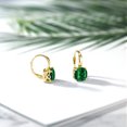 thumbnail image 4 of Gem Stone King 5.00 Cttw Cushion Green Nano Emerald 18K Yellow Gold Plated Silver Earrings for Women | 8MM Cushion Cut | Fine Jewelry Gifts for Her Mom Women Wife, 4 of 4