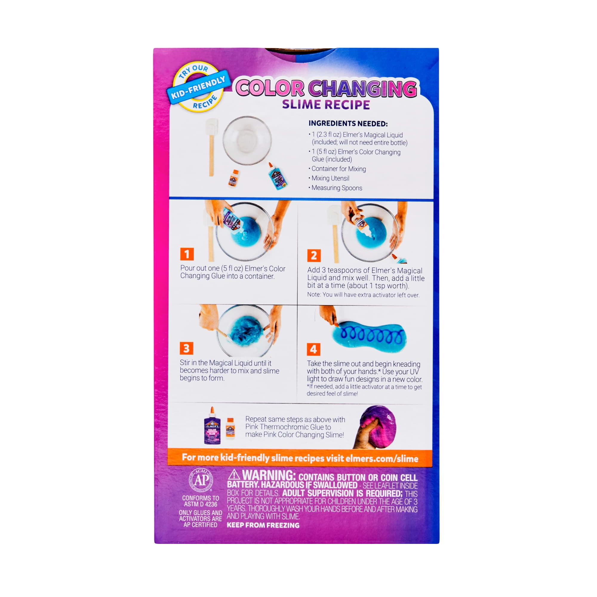Elmer’s Color Changing Slime Kit, Elmer’s Color Changing Glue, Elmer’s Magical Liquid Slime Activator, UV Light, 5-Piece Kit