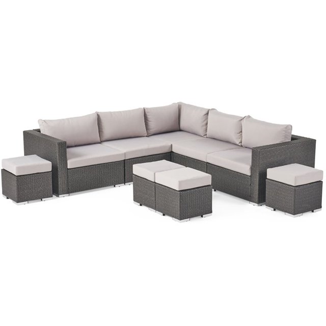 Santa Rosa 5 Seater Wicker Sectional Sofa Set with Aluminum Frame/Cushions