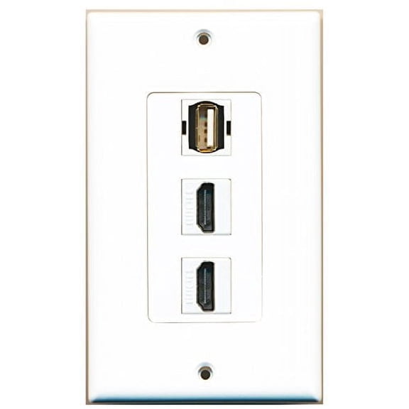 RiteAV - 2 Port HDMI 1 USB A-A Wall Plate Decorative