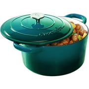 Crock-Pot 3 Quart Round Enamel Cast Iron Covered Dutch Oven Cooker, Teal Ombre