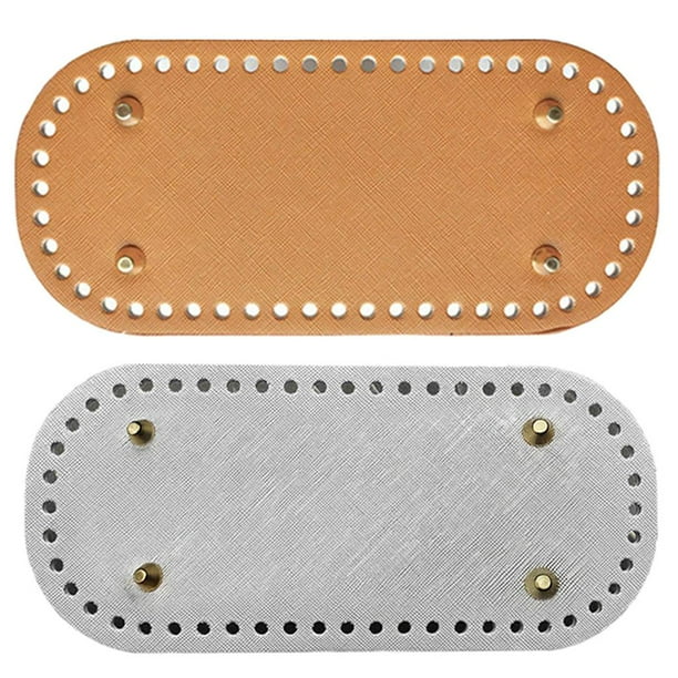 2 almohadillas de base pretaladradas para bolsas hechas a mano, para hacer bolsos. Marrón + plata