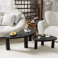 thumbnail image 2 of Cashew 34"x25"x13" Solid Wood Coffee Table Round Coffee Table,Black, 2 of 6
