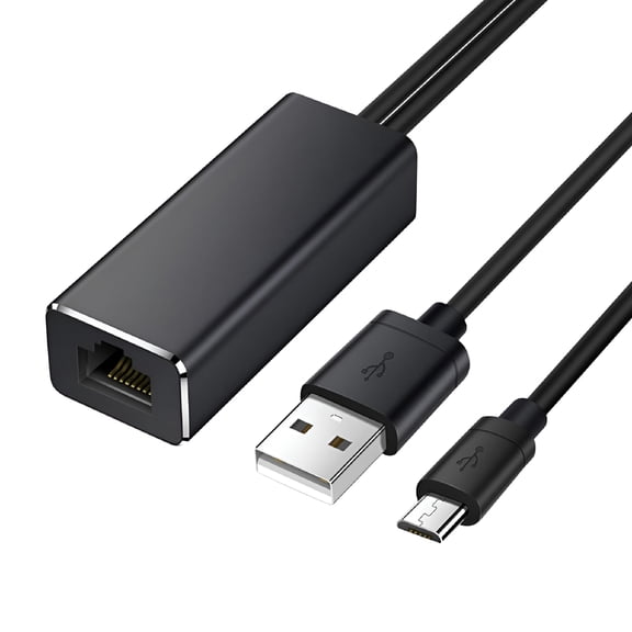 GJX Ethernet Adapter for Fire TV Stick, 100Mbps Wired Network Connector with Dual Head Design, Plug and Play LAN Cable for Smart TV, Streaming, Gaming, Office