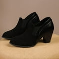 thumbnail image 6 of Black Female Sleek Pointed Toe Heeled Boots With Chunky Sole Ideal For Casual And Outdoor Activities, 6 of 9