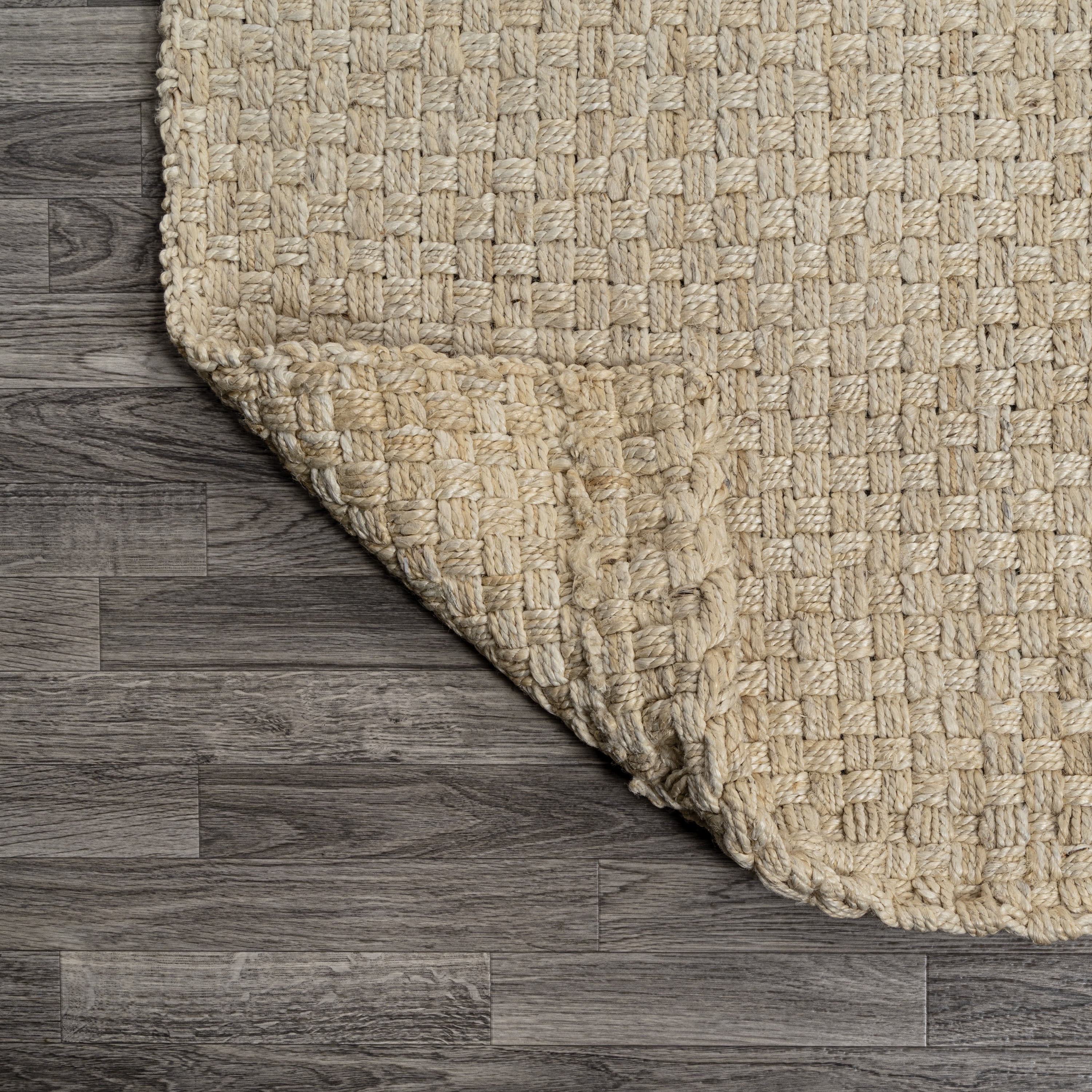 JONATHAN Y NATURAL FIBER 2 x 8 Runner Rug, Estera Hand Woven Boucle Chunky Jute - Ivory, NFR102B-28