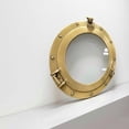 thumbnail image 2 of Brass Porthole Wall Decor, Nautical Mirror Glass Clock, Steampunk Art, 2 of 3