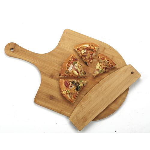 M4Y Bamboo Pizza Peel Multifunction as Cutting Board and Cheese Serving Tray and 