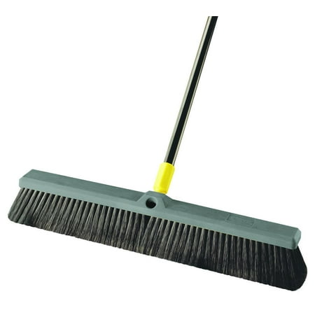 Wood Push Broom - Quickie Multi-Sweep Push Broom, Black Polypropylene Fiber Bristle
