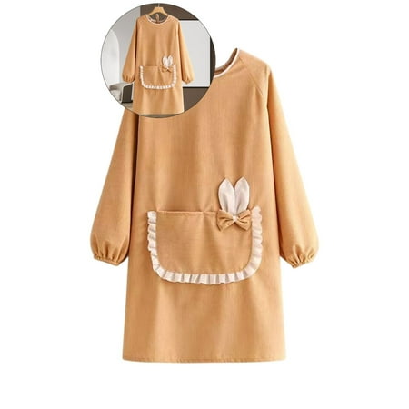 

Dvruxg Cotton Linen Apron for Women Vintage Baking Kitchen Cooking Gardening Work Apron Pinafore Dress(Yellow)