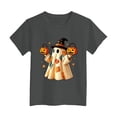thumbnail image 7 of Ulanda Toddler Baby Girl Halloween Shirt Ghost Tshirt Spooky Season Short Sleeve Tee Top Kid Fall Clothes (Grey, 5-6 Years), 7 of 7