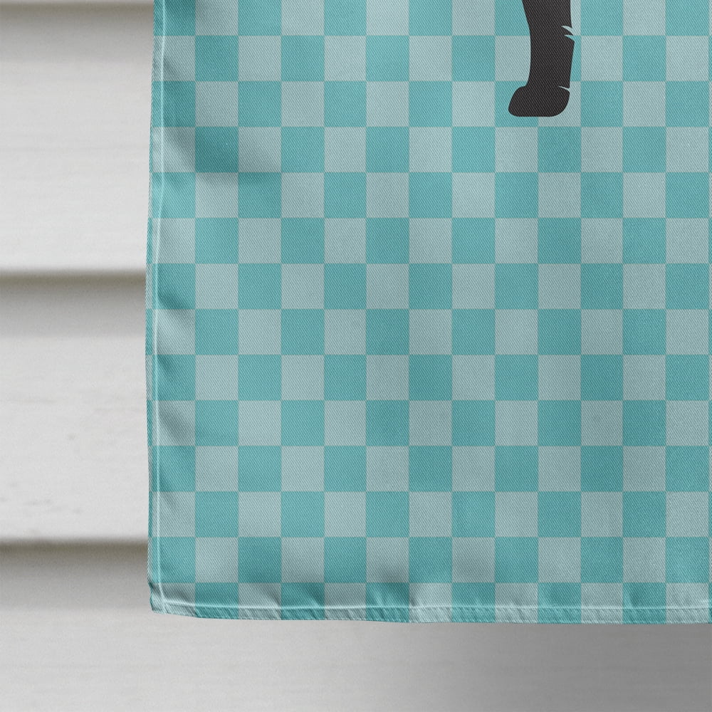 Caroline's Treasures BB8045CHF Silver Fox Blue Check Flag Canvas House Size , Large, multicolor
