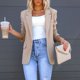 thumbnail image 4 of Women Fashion Blazer Solid Color Turndown Collar Long Sleeve Work Outwear Suit, 4 of 8