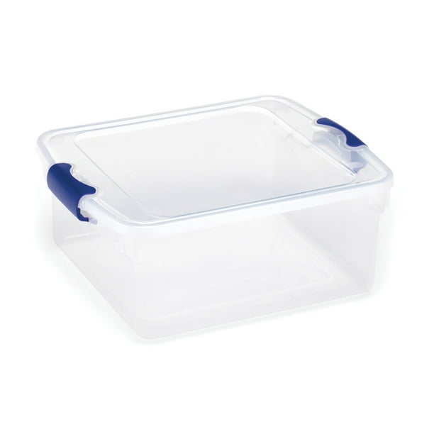 Homz 15.5 Qt. Plastic Storage Tote with Latches, Clear/Blue - Walmart.com