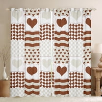 Castle Fairy Love Heart Print Curtains Pack of 2 (42x84 Each) for Boys Girls,Romantic Valentine Curtains Blackout,Geometric Stripes Plaid Bedroom Curtains,Ultra Soft Home Decor