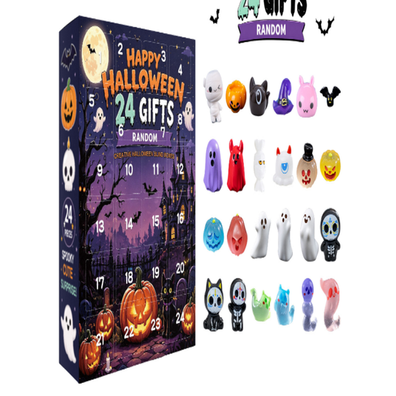 Halloween Ghost Advent Calendar 2026 Advent Calendar with 3D Mini Figurines, 24 Days Halloween Countdown Blind Box with Mini Collectible Ghost Figurines Holiday Party Favors