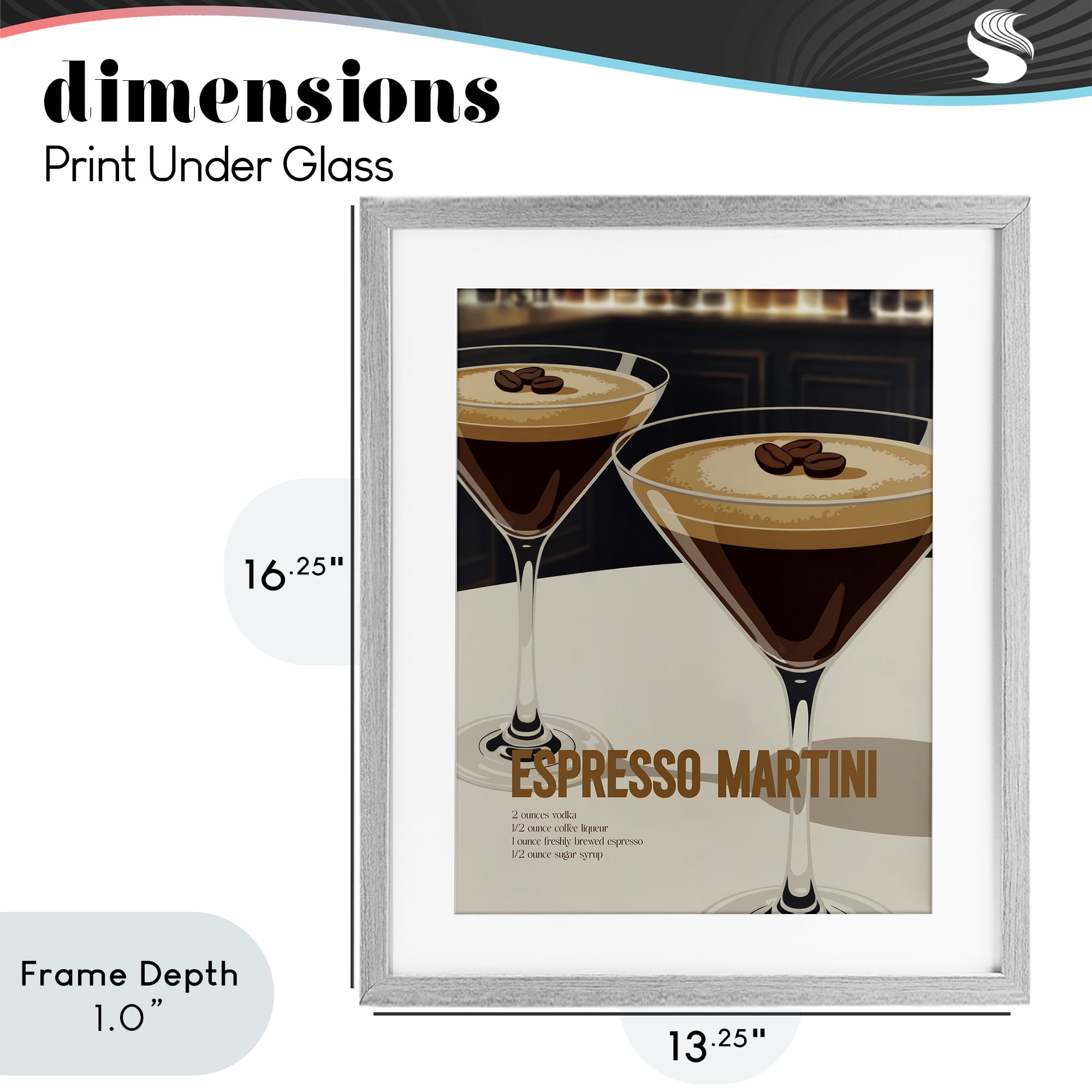 Stupell Industries Sleek Modern Espresso Martini Gray Framed Print Under Glass, design by Andreas Magnusson
