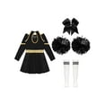 thumbnail image 6 of Aislor Kids Girls Cheerleading Uniform Long Sleeve Outfits Performance Dancewear Black&White B 12, 6 of 7