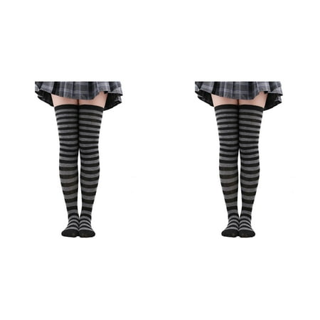 2 Pack Christmas High Long Stockings Over Knee Socks Christmas Party Socks Knee High Long Striped Stocking Socks 1 Pair Silk Stockings for Women Sheer Knee Highs for Women Sheer Lingerie for Women