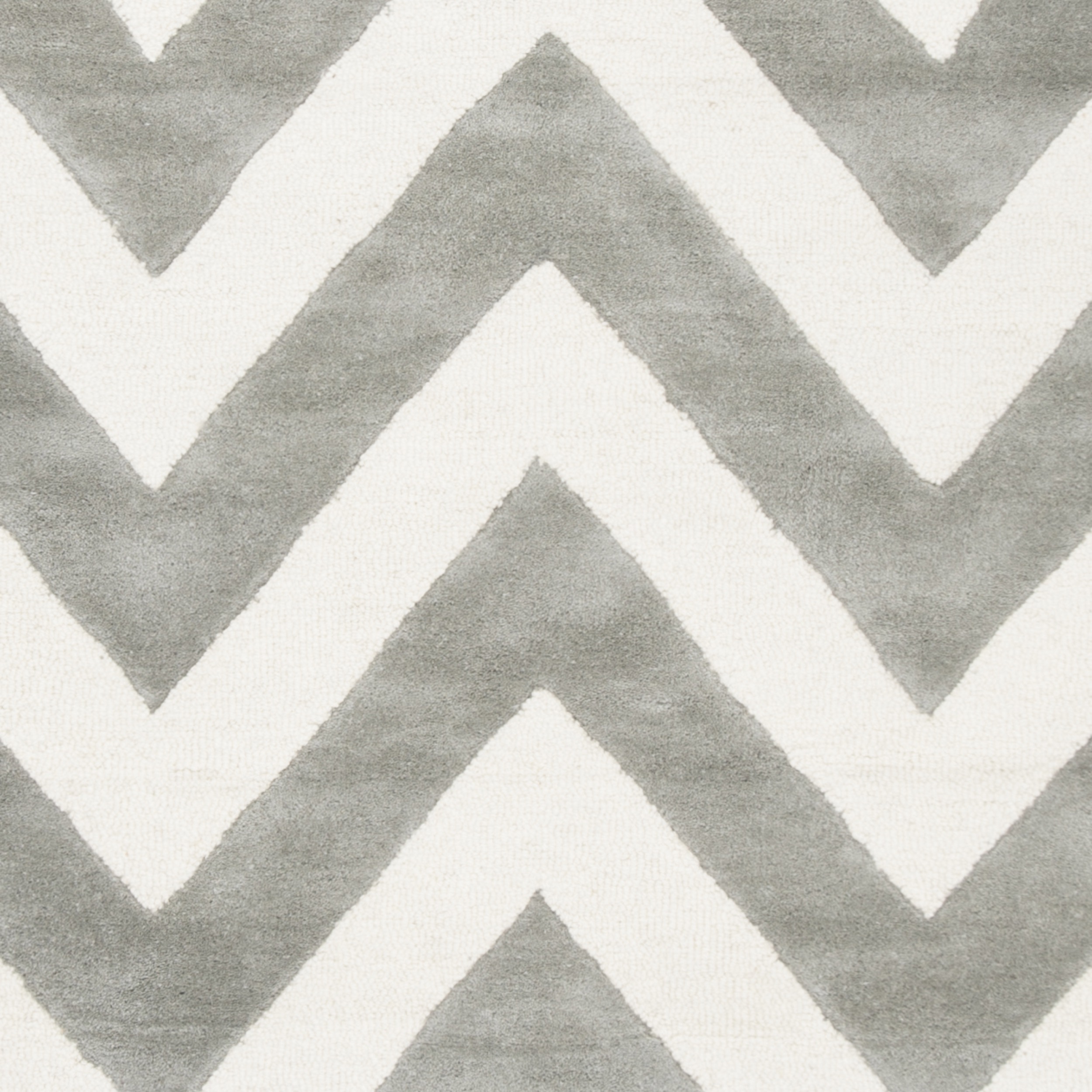 SAFAVIEH Kids Basic Chevron Wool Area Rug, Grey/Ivory, 5' x 7'
