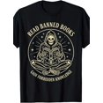 thumbnail image 1 of Read Banned Books Gain Forbidden Knowledge T-Shirt - Vintage Banned Books Week Design with Skull & Book Icon, 100% Loose Fit Short Sleeve Te, 1 of 5