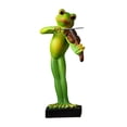 thumbnail image 4 of Estatua de rana, escultura de Animal con Base estable, decoración, figura versátil, adorno para entrada, patios traseros, estantes, estanques, césped Violín, 4 of 8